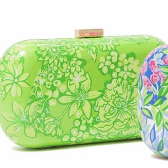 Lilly Pulitzer Hard Shell Clutch Limeade It’s A Spring Thing - Picture 1 of 9